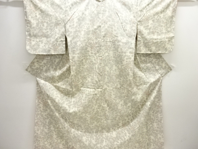 未使用品　枝花模様織り出し手織り紬着物